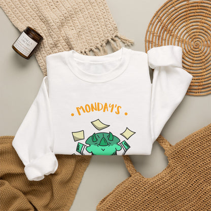 Sweatshirt — "Monday's Harshest Day of the Week" Cute Monster Graphic Crewneck