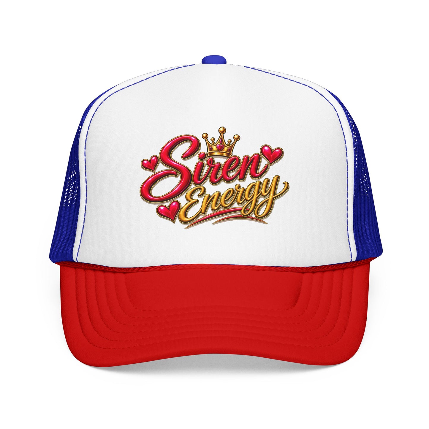 Siren Energy Trucker Hat — Glitter Script Crown Design