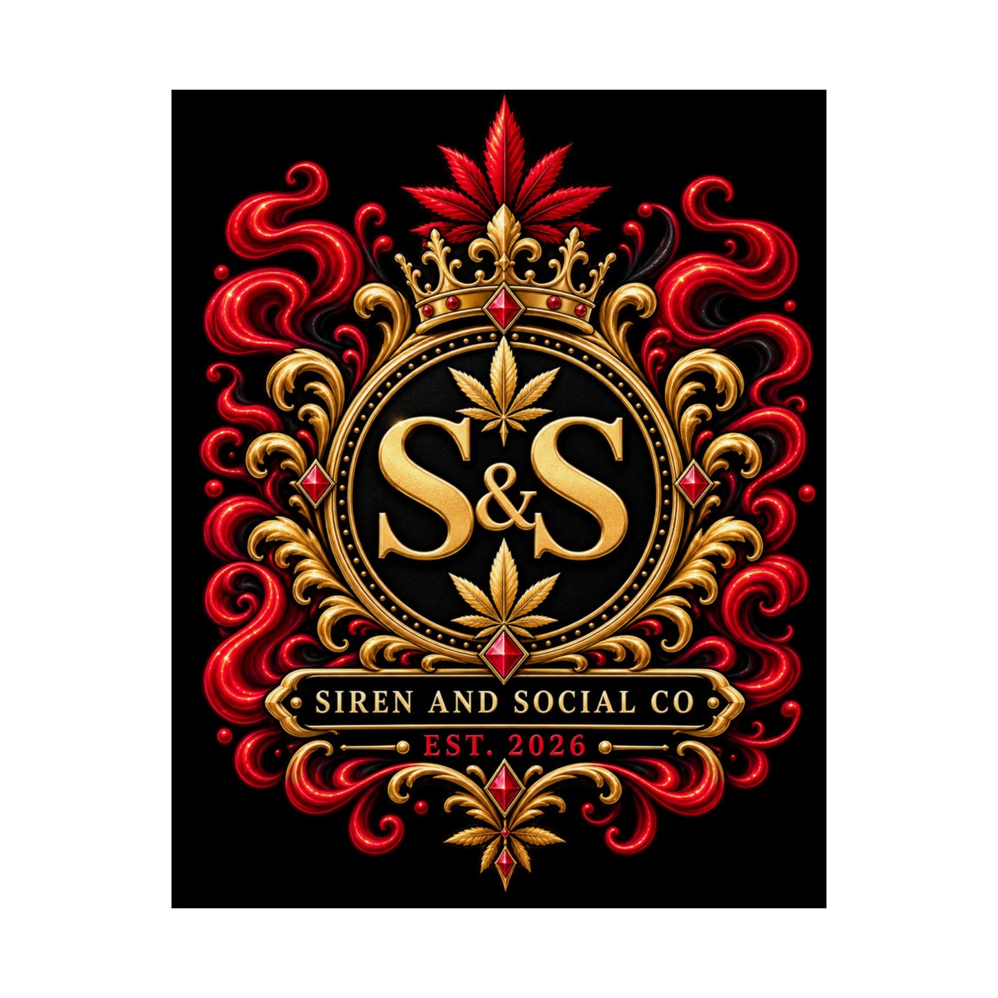 Siren & Social Co. Ornate Crest Poster — Matte Vertical Wall Art (Est. 2026)