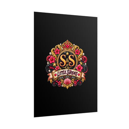 Little Sirens Rolled Poster — Vintage Mermaid Crest Wall Art
