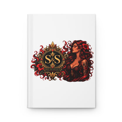 Red-Haired Femme Fatale Hardcover Journal — Lined Notebook with Gothic Crest
