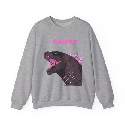 Godzilla 'RAWRR' Graphic Sweatshirt – Pink Neon Monster Crewneck