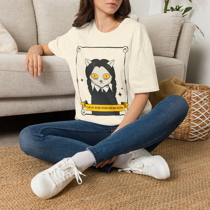 Mystic Cat Witch T‑Shirt — Yellow‑Eyed Wedneday Vibe Graphic Tee