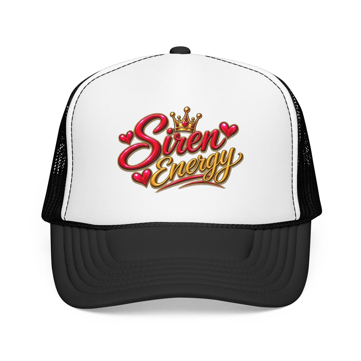 Siren Energy Trucker Hat — Glitter Script Crown Design