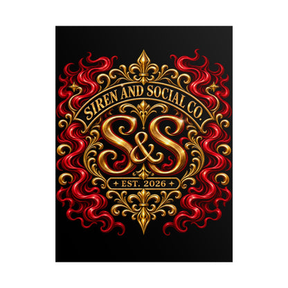 Siren and Social Co. Ornate Gold & Red Emblem Poster