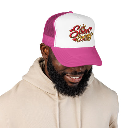 Siren Energy Trucker Hat — Glitter Script Crown Design