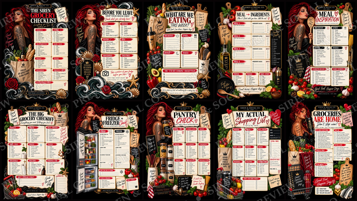 The Siren Grocery Checklist digital grocery planner by Siren and Social Co.