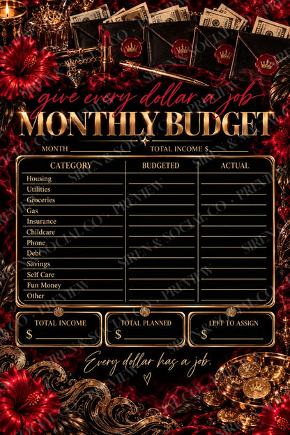 Inside pages of Get Your Bag Back On Track budget planner by Siren and Social Co.